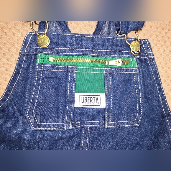Liberty Boy's Blue Denim Bib Overalls Sz 7R-Outdoor Farm Life Casual Playwear - Picture 5 of 8
